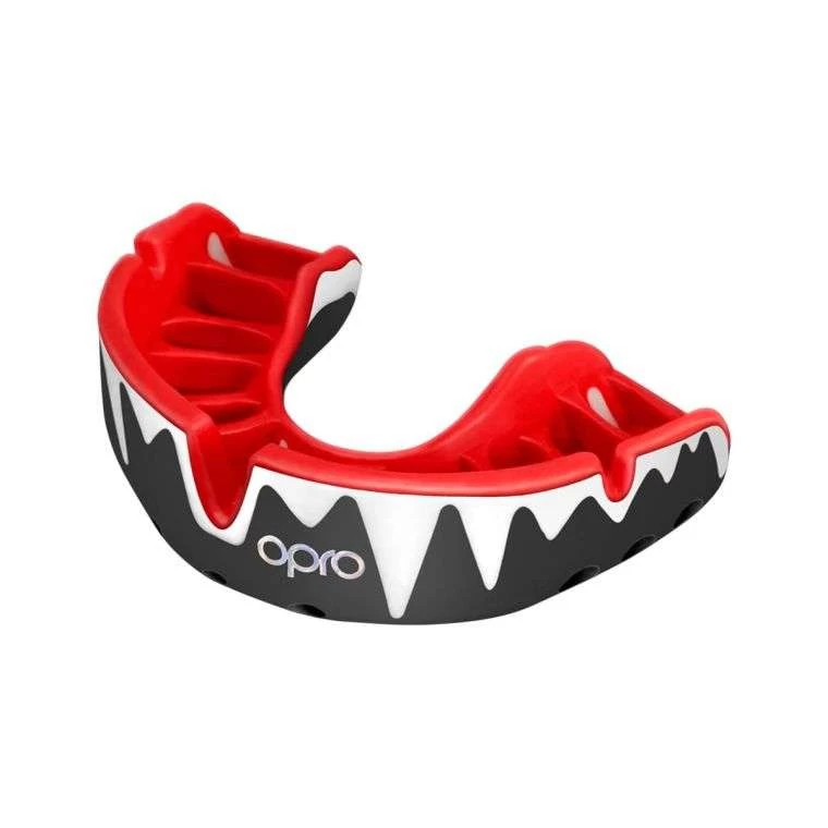 Opro Platinum Fangz Mouthguard – Black/White/Red 3 Opro Platinum Fangz Mouthguard – Black/White/Red