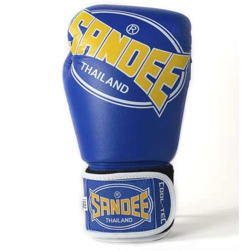 Sandee Cool-Tec Leather Sparring Glove – Blue/Yellow/White 5 Sandee Cool-Tec Leather Sparring Glove – Blue/Yellow/White - Image 3