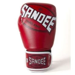 Sandee Cool-Tec Leather Sparring Glove – Red/White/Black -Knockout Deals on Boxing Gear SandeeCoolTecVelcroRedWhiteBlackLeatherBoxingGloveFront
