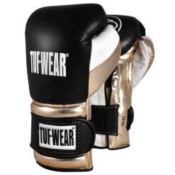 Tuf Wear Apollo Metallic Leather Sparring Glove – Black/Metallic/White