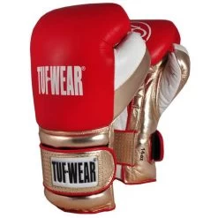 Tuf Wear Apollo Metallic Leather Sparring Glove – Black/Metallic/White -Knockout Deals on Boxing Gear TW11643RedWhiteGoldApolloLeatherSparGlovefeature