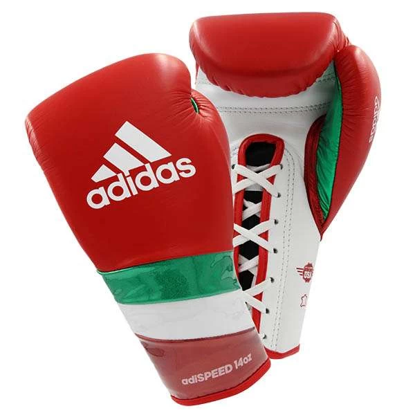 Adidas AdiSpeed Lace Up Boxing Gloves – Red/White/Green 3 Adidas AdiSpeed Lace Up Boxing Gloves – Red/White/Green