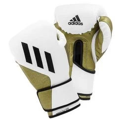 Adidas Speed Tilt 350 Hook & Loop Boxing Gloves – White/Gold