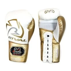 Rival RS100 Professional Lace-Up Sparring Glove – Black/Gold -Knockout Deals on Boxing Gear rival RS100 whitegold 02