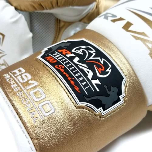 Rival RS100 Professional Lace-Up Sparring Glove – White/Gold 7 Rival RS100 Professional Lace-Up Sparring Glove – White/Gold - Image 5