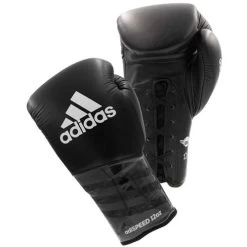 Adidas AdiSpeed Lace Up Boxing Gloves – Black/White